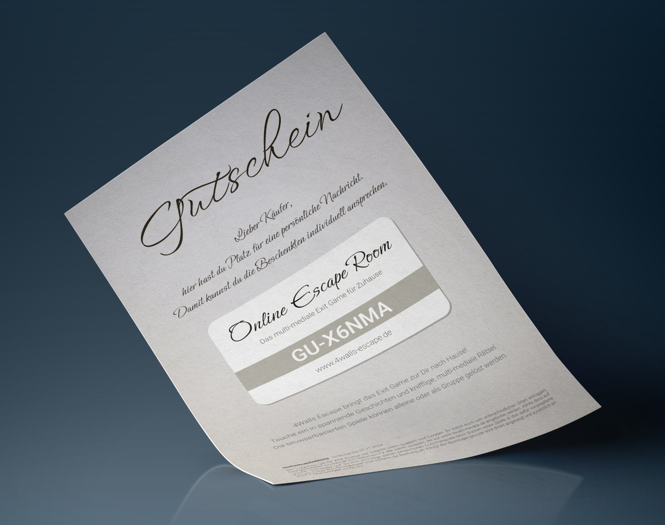 Online Escape Room Gift card